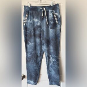 Blue Tie-Dye Joggers with Zipper Pockets